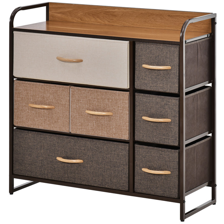 Cómoda com 7 Gavetas de Tecido Amovíveis e Dobráveis Móvel Organizador com Estrutura Metálica e Antitombo para Sala Entrada Quarto 80x29x78,5 cm Multicolor