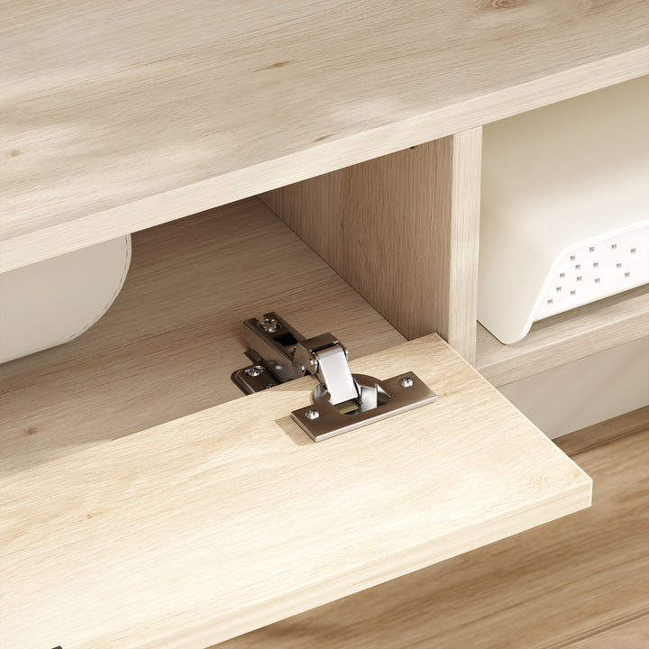 Móvel de TV Suspenso Móvel de TV para Sala com Gaveta Rebatível 2 Prateleiras Abertas Orifício para Cabos Estilo Moderno para Televisão 60 Polegadas 140x24x16 cm Madeira