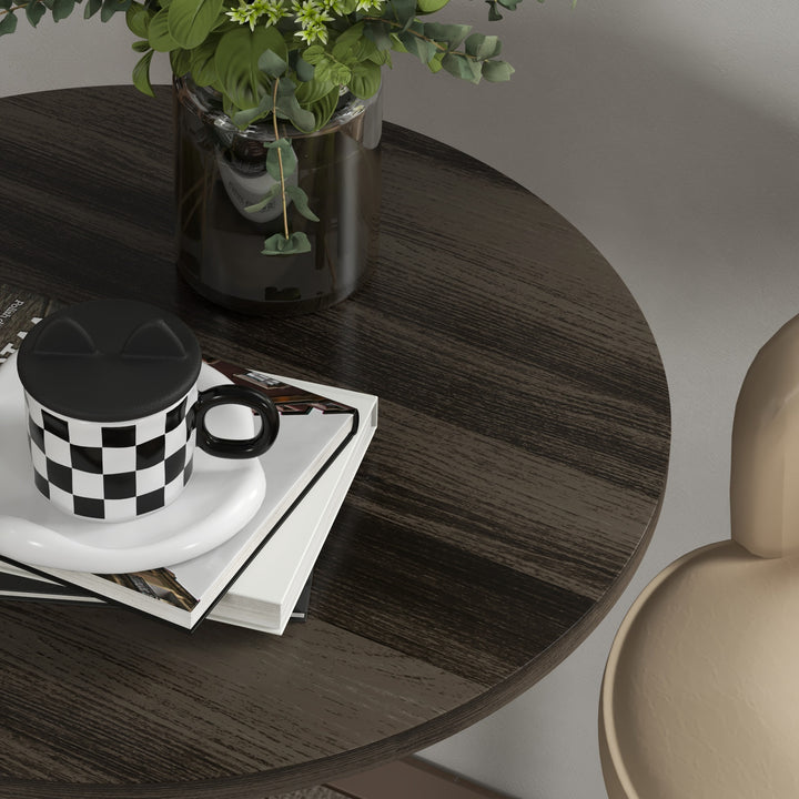 Mesa Alta Cozinha Mesa Alta Bar Redonda para 2 Pessoas Altura Ajustável 69-91 cm Tampo Giratório 360° Base de Aço para Sala Sala de Jantar Cozinha 60x60x91 cm Nogueira