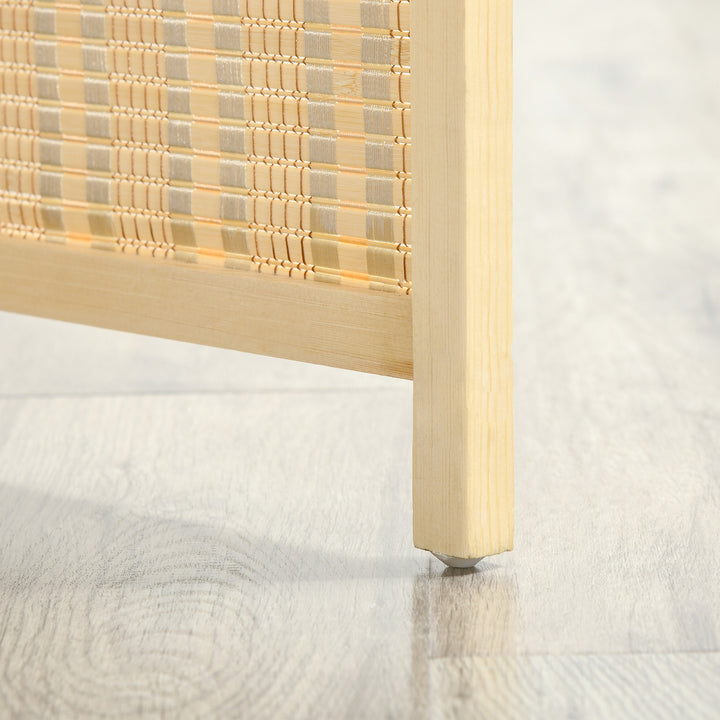 Biombo de 4 Painéis de Bambu Separador de Ambientes Dobrável com 2 Prateleiras Removíveis para Dormitório 180x180 cm Madeira