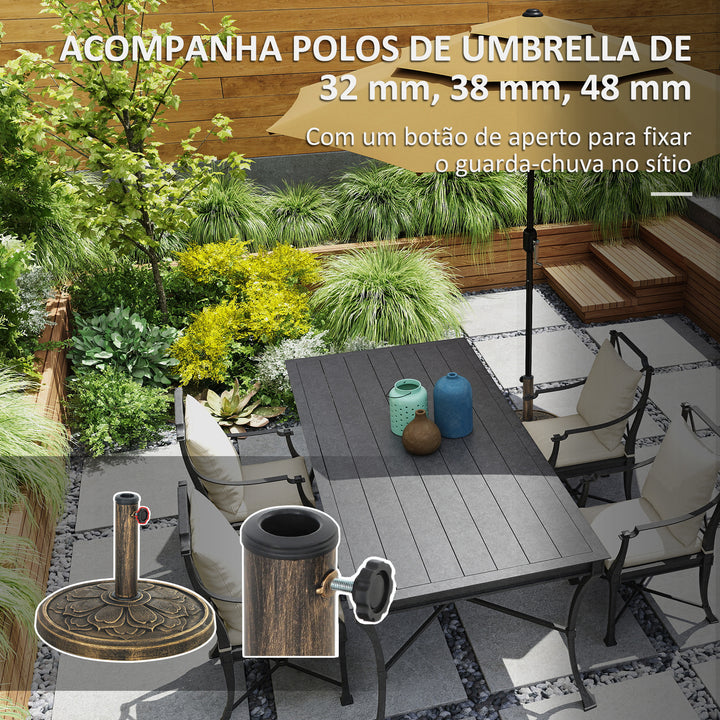 Base para Chapéu de Sol Redonda Suporte para Chapéu de Sol Base para Chapéu de Sol Preenchível com Cimento Peso 12 kg para Jardim Varanda Ø46x33 cm Bronze