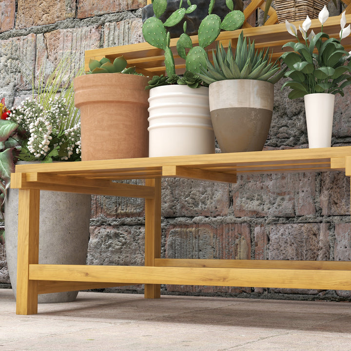 Suporte para Plantas de Madeira com Treliça Suporte para Vasos de 2 Níveis para Jardim Pátio Terraço Varanda 75x50x166 cm Natural