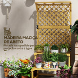 Suporte para Plantas de Madeira com Treliça Suporte para Vasos de 2 Níveis para Jardim Pátio Terraço Varanda 75x50x166 cm Natural