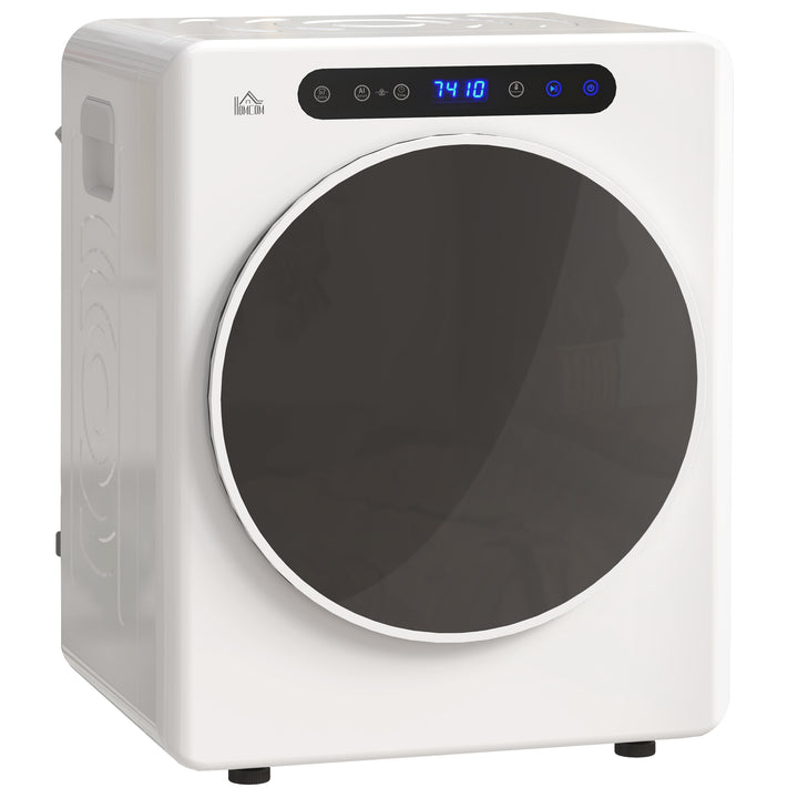 Máquina de Secar por Evacuação 3 KG Secadora de Roupa 1000W Função Antirrugas Função Esterilizar Temporizador Ecrã LED Tátil Tambor Aço Inoxidável 49x43x61 cm Branco