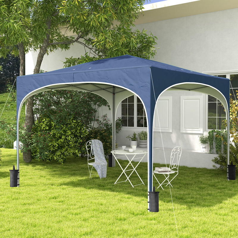 Tenda Dobrável 3x3 m Tenda de Jardim com Altura Ajustável Bolsa de Transporte Tecido Anti-UV e Sacos de Areia para Exterior Jardim Azul Escuro