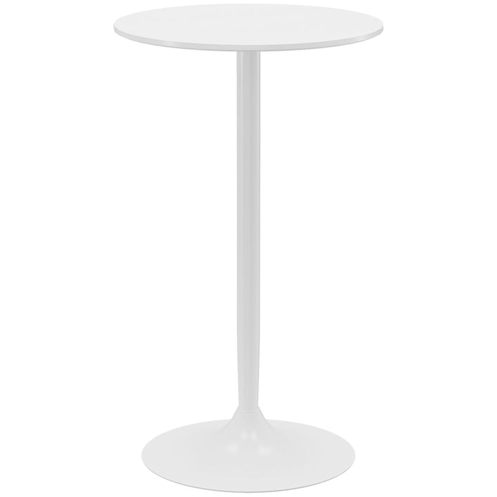 Mesa de Bar Redonda Mesa Alta de Cozinha Moderna com Bancada Pintada e Estrutura de Aço para 2 Pessoas para Casa Sala de Jantar Ø60x102 cm Branco
