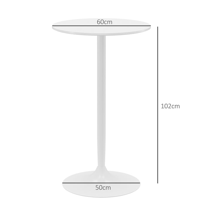 Mesa de Bar Redonda Mesa Alta de Cozinha Moderna com Bancada Pintada e Estrutura de Aço para 2 Pessoas para Casa Sala de Jantar Ø60x102 cm Branco
