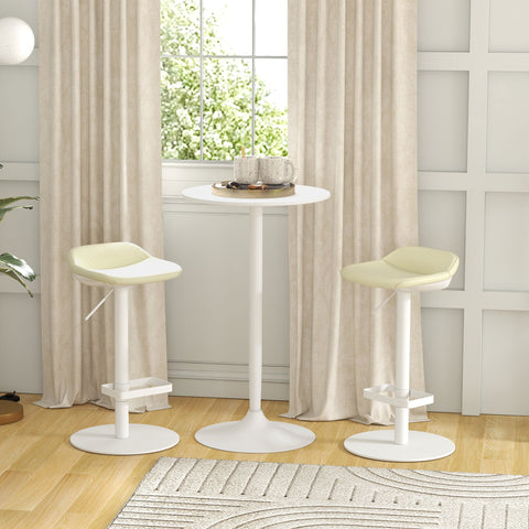 Mesa de Bar Redonda Mesa Alta de Cozinha Moderna com Bancada Pintada e Estrutura de Aço para 2 Pessoas para Casa Sala de Jantar Ø60x102 cm Branco