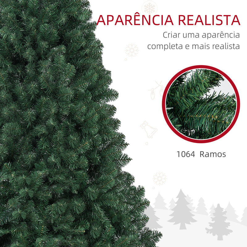 Árvore de Natal 210 cm Árvore de Natal Artificial com 1064 Ramos de Arame de Memória e Base Recolhível Árvore de Natal para Sala Verde