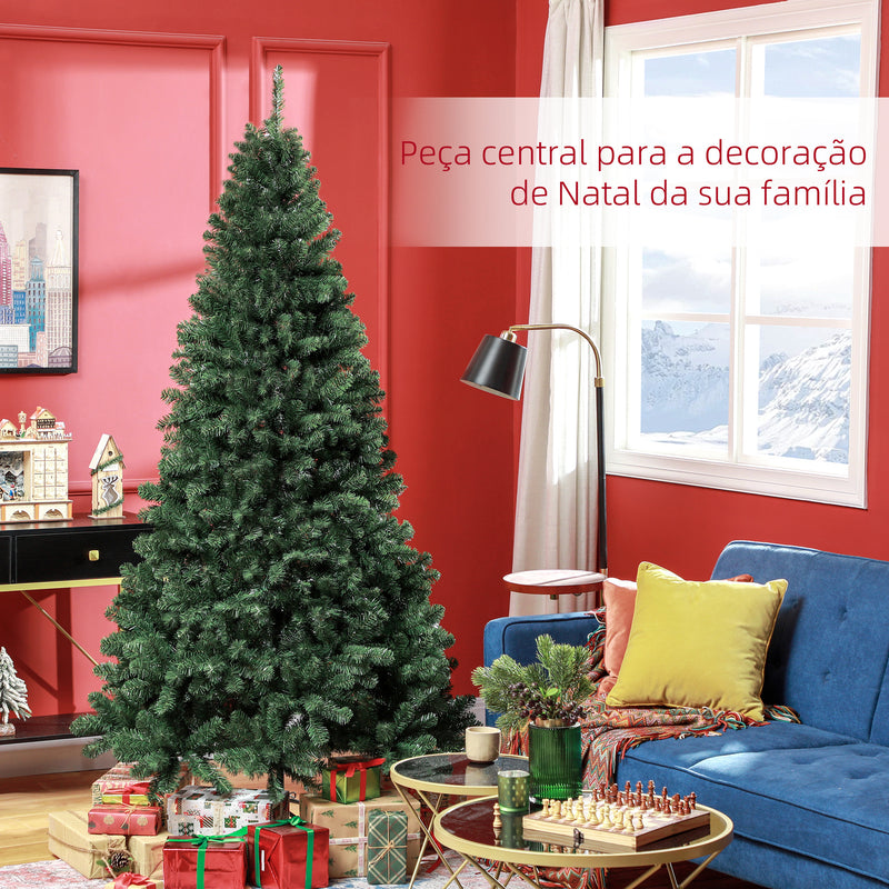 Árvore de Natal 210 cm Árvore de Natal Artificial com 1064 Ramos de Arame de Memória e Base Recolhível Árvore de Natal para Sala Verde