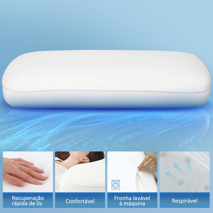 Almofada Viscoelástica com Espuma Viscoelástica Almofada com Desenho Ergonómico Capa Removível e Lavável para Dormir de Lado e de Costas 81,28x40,64x15,24 cm Creme