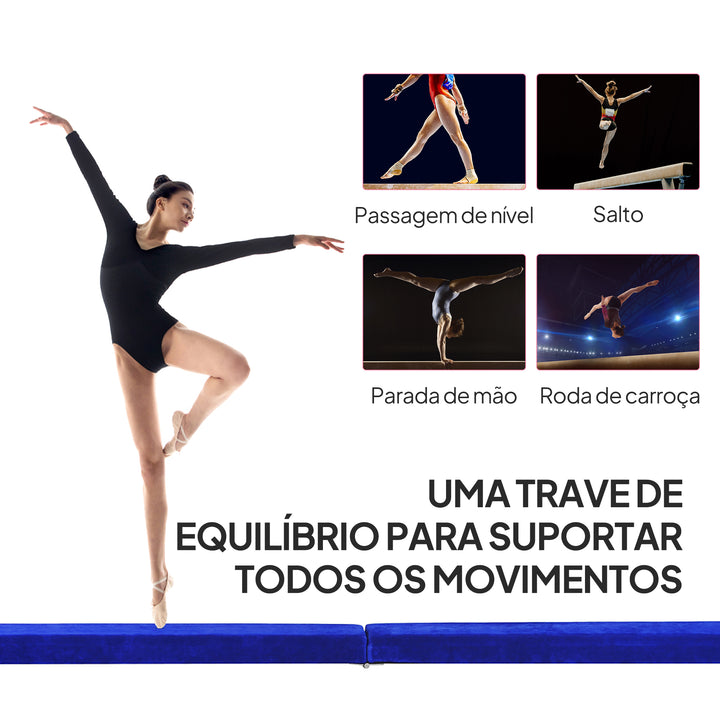 Barra de Equilíbrio Ginástica Dobrável 210 cm Barra de Ginástica Artística Viga de Equilíbrio para Crianças Iniciantes e Ginastas Profissionais para Treino em Casa 210x10x6,5 cm Azul
