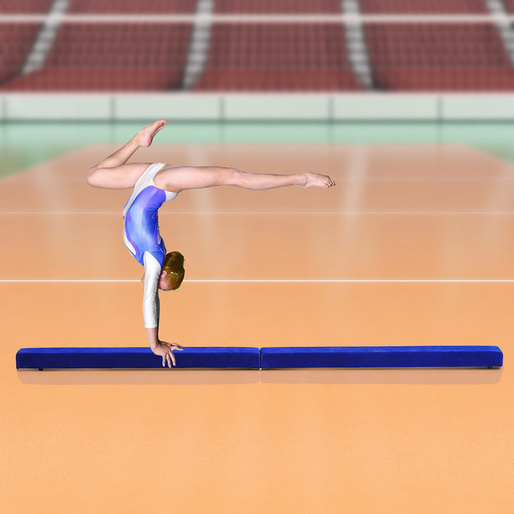 Barra de Equilíbrio Ginástica Dobrável 210 cm Barra de Ginástica Artística Viga de Equilíbrio para Crianças Iniciantes e Ginastas Profissionais para Treino em Casa 210x10x6,5 cm Azul