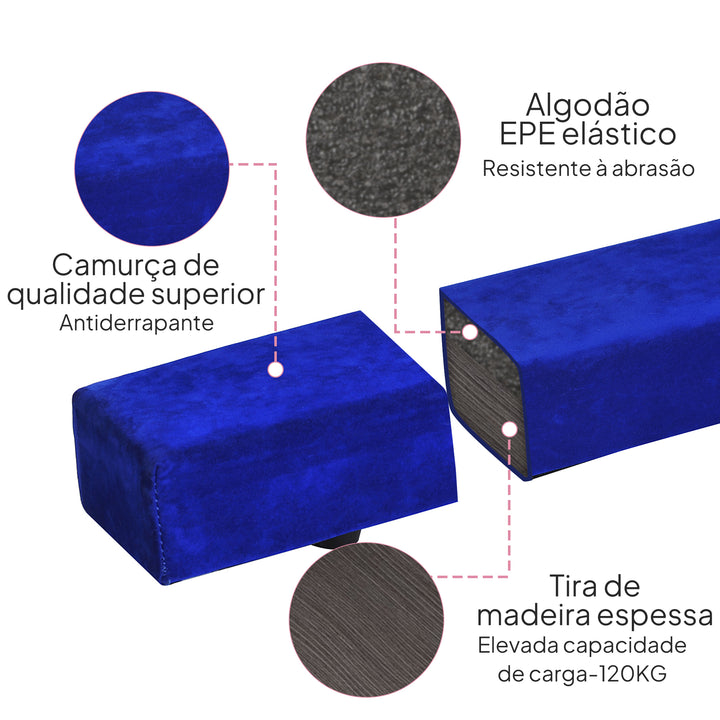 Barra de Equilíbrio Ginástica Dobrável 210 cm Barra de Ginástica Artística Viga de Equilíbrio para Crianças Iniciantes e Ginastas Profissionais para Treino em Casa 210x10x6,5 cm Azul