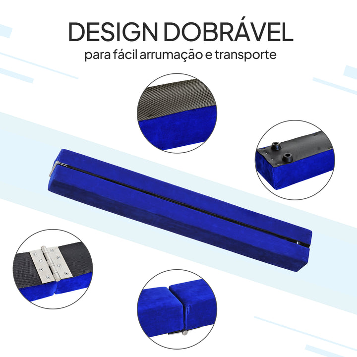 Barra de Equilíbrio Ginástica Dobrável 210 cm Barra de Ginástica Artística Viga de Equilíbrio para Crianças Iniciantes e Ginastas Profissionais para Treino em Casa 210x10x6,5 cm Azul