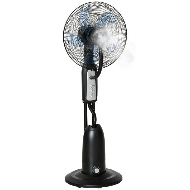 Ventilador de pé com nebulizador de água oscilante e silencioso com 3 velocidades potência 90W Tanque 2,8 L Ø44,5x120 cm Preto
