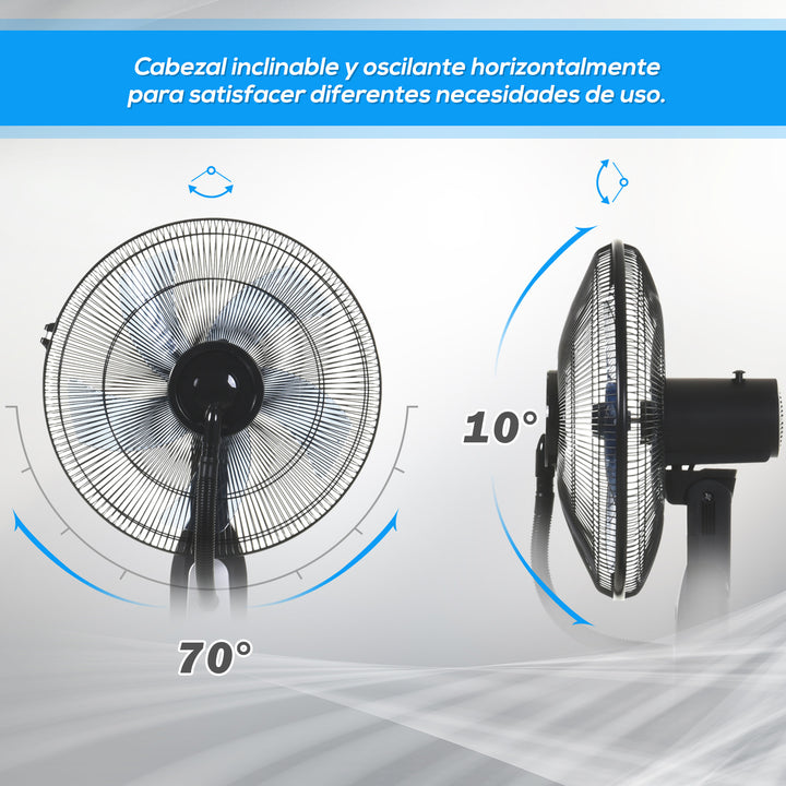 Ventilador de pé com nebulizador de água oscilante e silencioso com 3 velocidades potência 90W Tanque 2,8 L Ø44,5x120 cm Preto