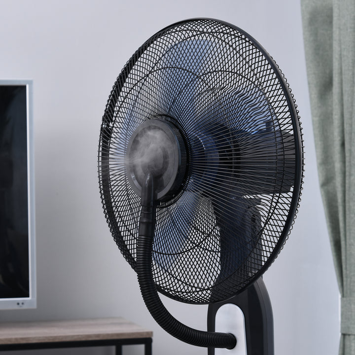 Ventilador de pé com nebulizador de água oscilante e silencioso com 3 velocidades potência 90W Tanque 2,8 L Ø44,5x120 cm Preto