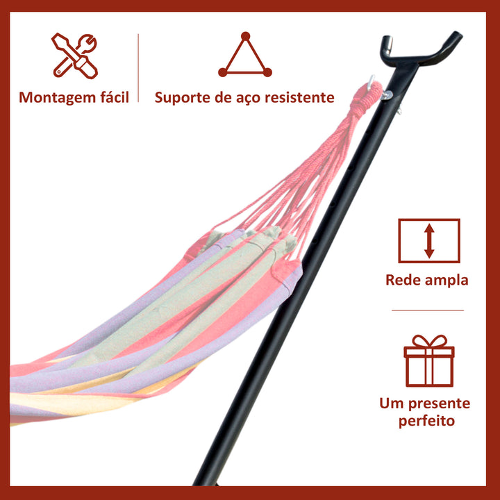 Suporte Ajustável para Camas de Rede Universal Estrutura de Ferro Carga Até 120kg Pé para Cama de Rede 280x120x110cm Preto