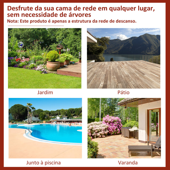 Suporte Ajustável para Camas de Rede Universal Estrutura de Ferro Carga Até 120kg Pé para Cama de Rede 280x120x110cm Preto