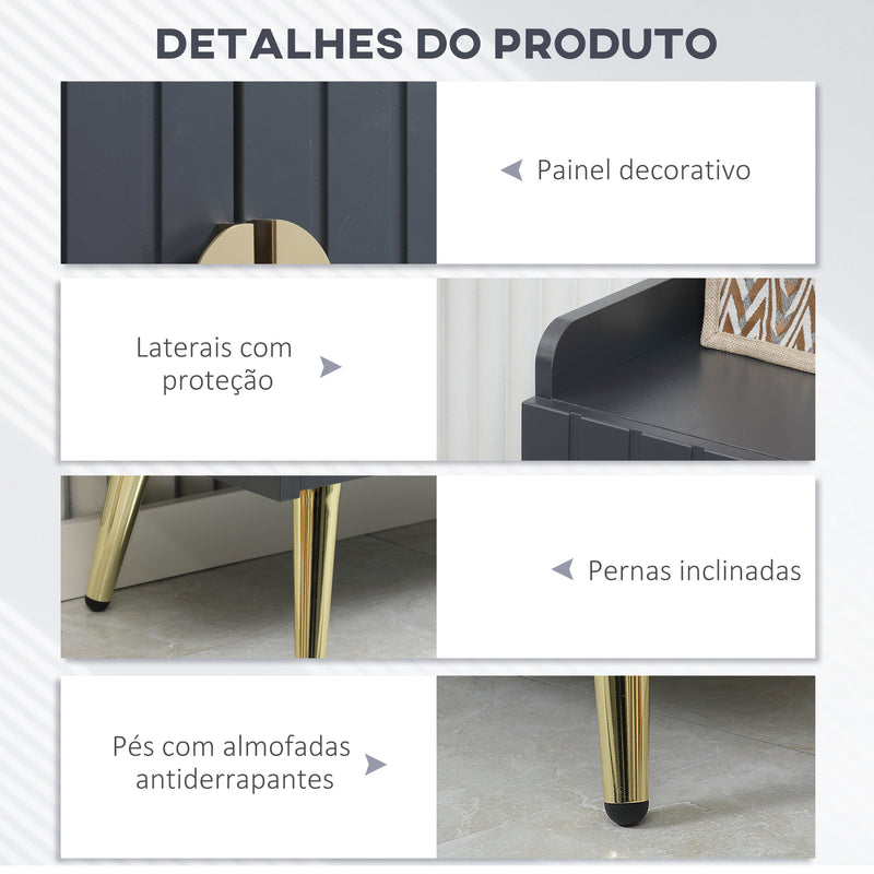 Sapateira com 2 Portas Armário para Sapatos com Prateleira Aberta e Prateleiras Ajustáveis para 15 Pares de Sapatos para Corredor Entrada 60x33x100 cm Cinza Escuro