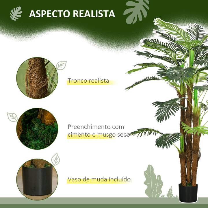 Planta Artificial Decorativa 160 cm Palmeira Artificial com Vaso e Folhas para Interior Casa Sala Escritório Verde