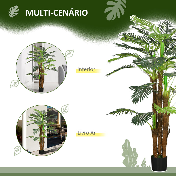 Planta Artificial Decorativa 160 cm Palmeira Artificial com Vaso e Folhas para Interior Casa Sala Escritório Verde