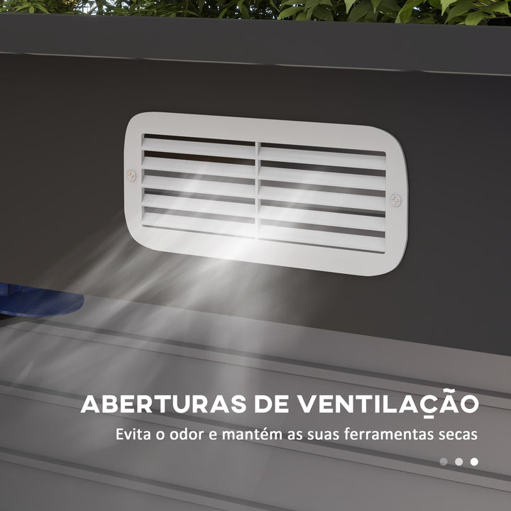 Abrigo de Jardim 2,7m² 249x121x183 cm Abrigo de Exterior com Porta Dupla 2 Ventilaç4oes e Trava Abrigo para Pátio Cinza
