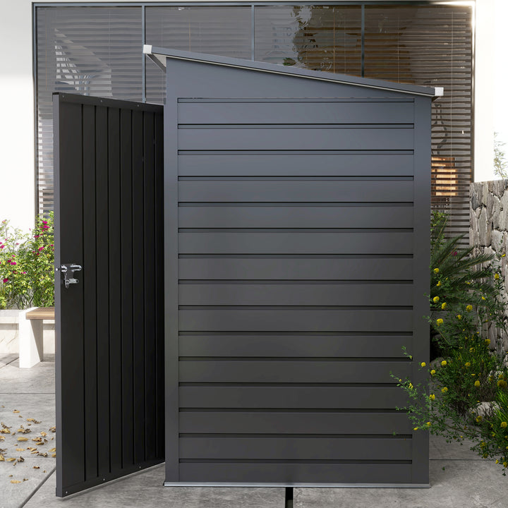 Abrigo de Jardim 2,7m² 249x121x183 cm Abrigo de Exterior com Porta Dupla 2 Ventilaç4oes e Trava Abrigo para Pátio Cinza