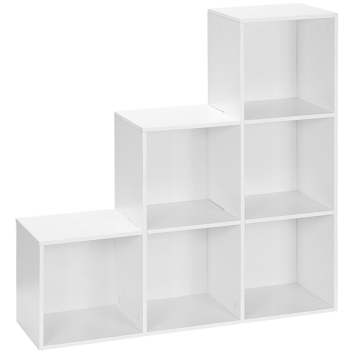 Estante de livros em Forma de Escada Armário de Arrumação 6 Cubos Estante de Exposição 91,5x29,5x91,5cm Branco