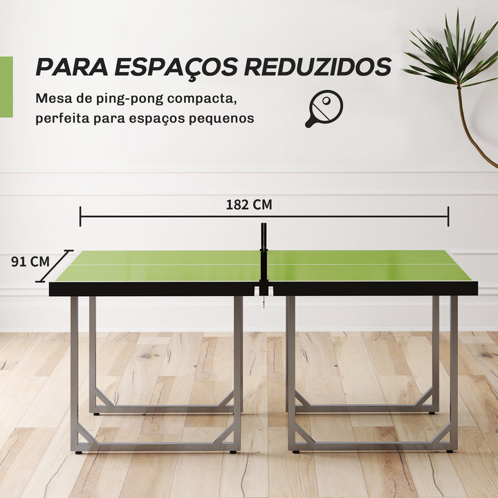 Mesa de Ping Pong Dobrável Mesa de Ping Pong Profissional com Rede e Estrutura de Aço para Interior e Exterior 182x91x76 cm Verde