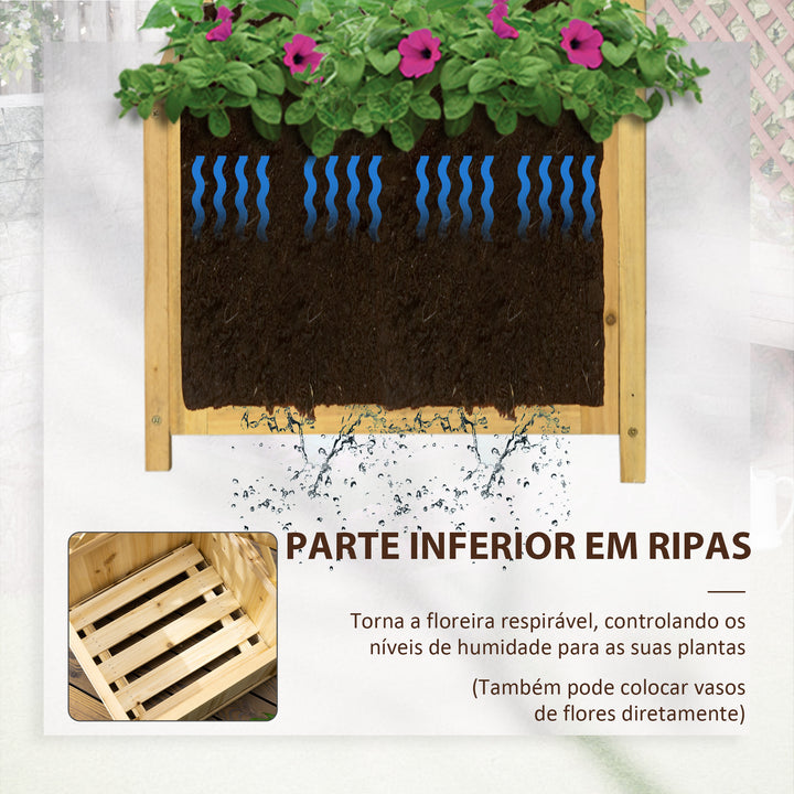 Floreira com Treliça de Madeira para Exterior, Elevada para Plantas Trepadeiras em Jardim ou Terraço 40x40x145 cm Madeira