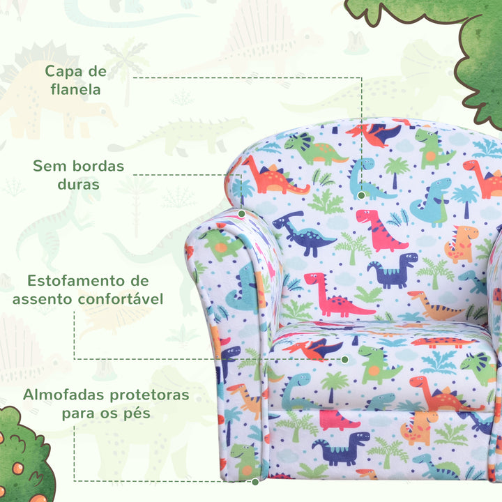 Poltrona Infantil Sofá Poltrona para Crianças com Desenhos Mini Sofá 50x39x44cm Capa de Flanela Moldura de Madeira