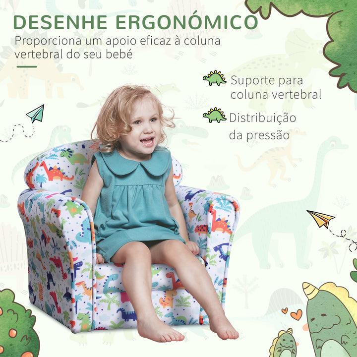 Poltrona Infantil Sofá Poltrona para Crianças com Desenhos Mini Sofá 50x39x44cm Capa de Flanela Moldura de Madeira