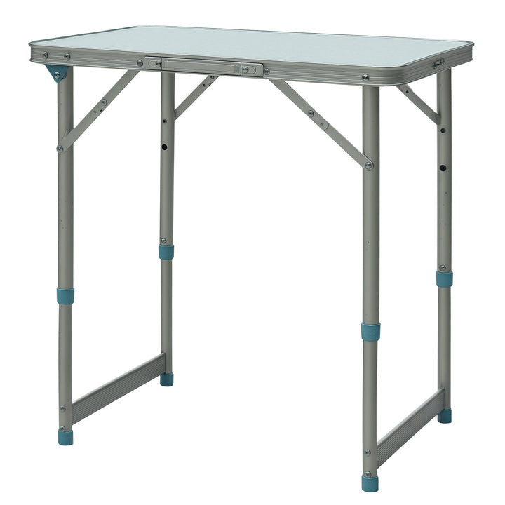 Mesa de Campismo Dobrável e Ajustável de 47,5 a 64 cm- Cor: Branco- Alumínio e MDF- 60 x 45 x 64 cm