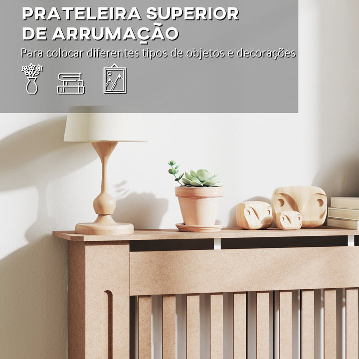 Cobertura Radiador com Desenho Moderno de MDF com Prateleira Superior para Sala de Estar Dormitório Escritório 112x19x81cm Madeira