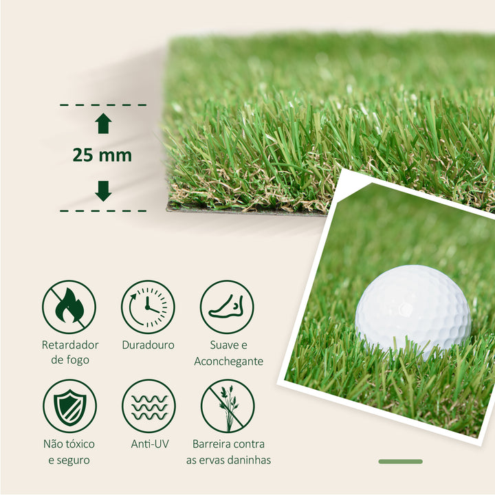 Grama Artificial em Rolo 3x1m Tipo Tapete de Grama Sintética Exterior para Jardim e Terraço 25mm