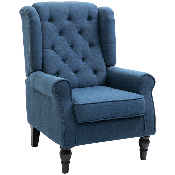 Poltrona de Sala de Estar Poltrona Moderna para Dormitório com Pés de Madeira Poltrona Individual Carga 160 kg para Escritório 74x86x102 cm Azul