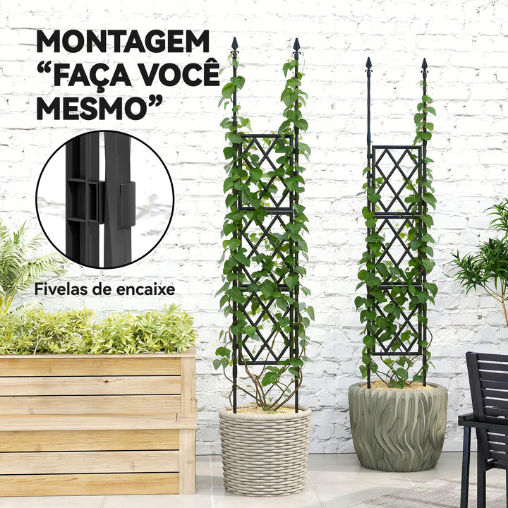 Suporte de Jardim Dobrável para Plantas Trepadeiras com Montagem DIY, Estrutura de Aço, Ideal para Frutas, Legumes, Flores e Decoração de Exterior, Terraço, 85x2x197 cm, Preto