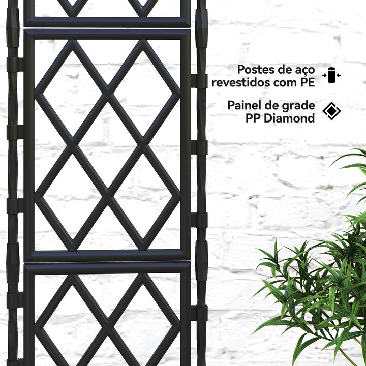 Suporte de Jardim Dobrável para Plantas Trepadeiras com Montagem DIY, Estrutura de Aço, Ideal para Frutas, Legumes, Flores e Decoração de Exterior, Terraço, 85x2x197 cm, Preto
