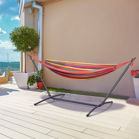 Rede com suporte de aço portátil Altura ajustável de 6 níveis com bolsa de transporte 150 kg 200x150 cm multicolor