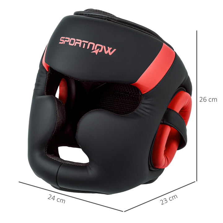 Capacete de Boxe Capacete MMA com Correia Ajustável Protetor de Cabeça para Grappling Sparring Artes Marciais Karate Tamanho L Vermelho e Preto