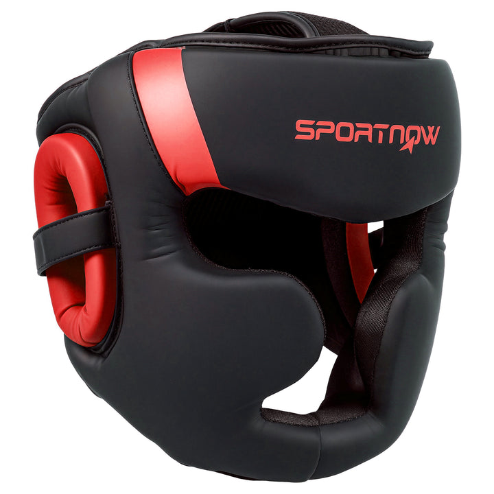 Capacete de Boxe Capacete MMA com Correia Ajustável Protetor de Cabeça para Grappling Sparring Artes Marciais Karate Tamanho L Vermelho e Preto