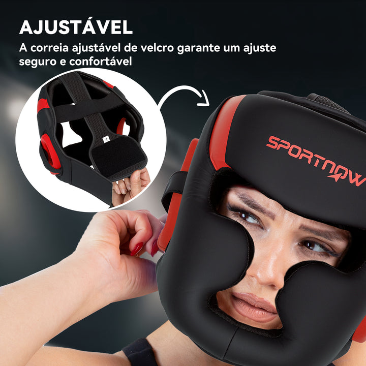 Capacete de Boxe Capacete MMA com Correia Ajustável Protetor de Cabeça para Grappling Sparring Artes Marciais Karate Tamanho L Vermelho e Preto