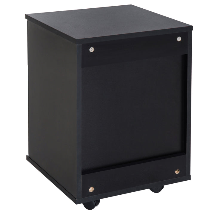 Cómoda de escritório e casa de Madeira com Rodas e 2 gavetas – preto - 41x39x58cm