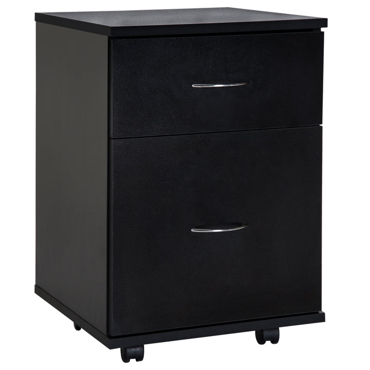 Cómoda de escritório e casa de Madeira com Rodas e 2 gavetas – preto - 41x39x58cm