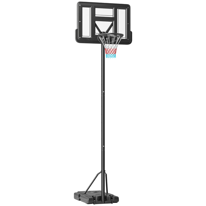 Tabela de Basquetebol de Exterior 2 em 1 com Altura Ajustável 230-305 cm Cesta de Basquetebol para Piscina com Suporte Tabela de Basquetebol com Rodas Base Preenchível 110x75x195-370 cm Preto
