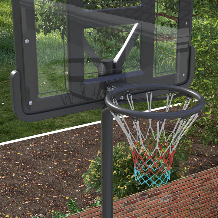 Tabela de Basquetebol de Exterior 2 em 1 com Altura Ajustável 230-305 cm Cesta de Basquetebol para Piscina com Suporte Tabela de Basquetebol com Rodas Base Preenchível 110x75x195-370 cm Preto