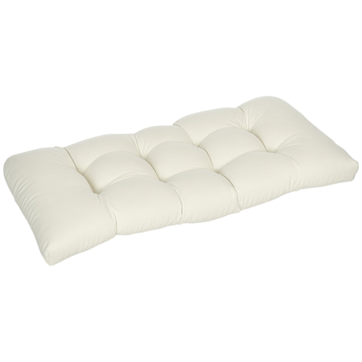 Almofada para Bancos de 2 Lugares 110x48x8cm Almofada Retangular para Interiores e Exteriores Lavável com Costura Elegante e Confortável para Bancos Sofás Creme