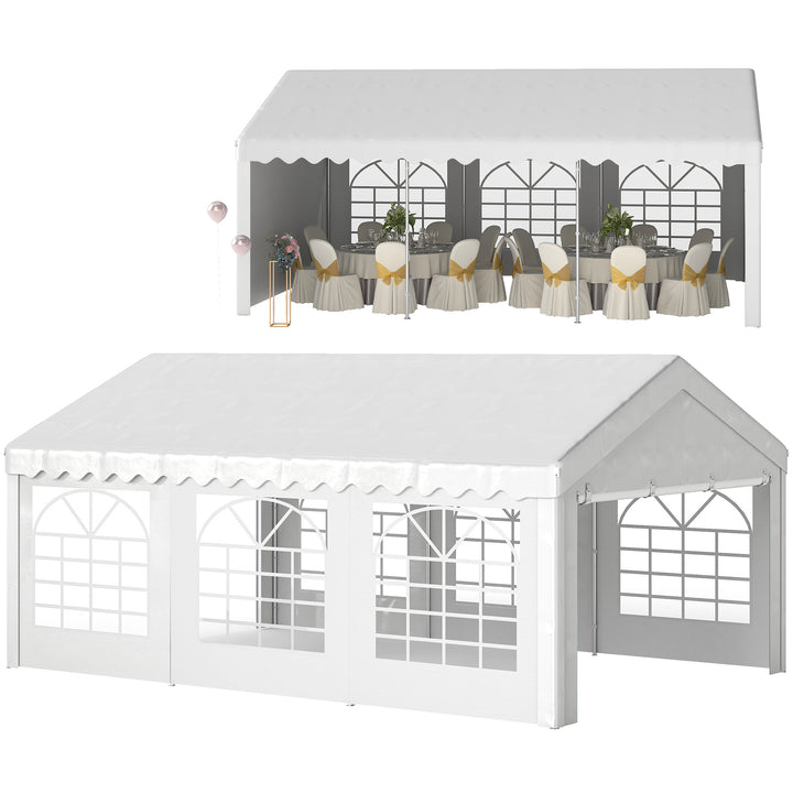 Pérgola para Jardim 6x4x2,8m de Tela de PE Aço Branco